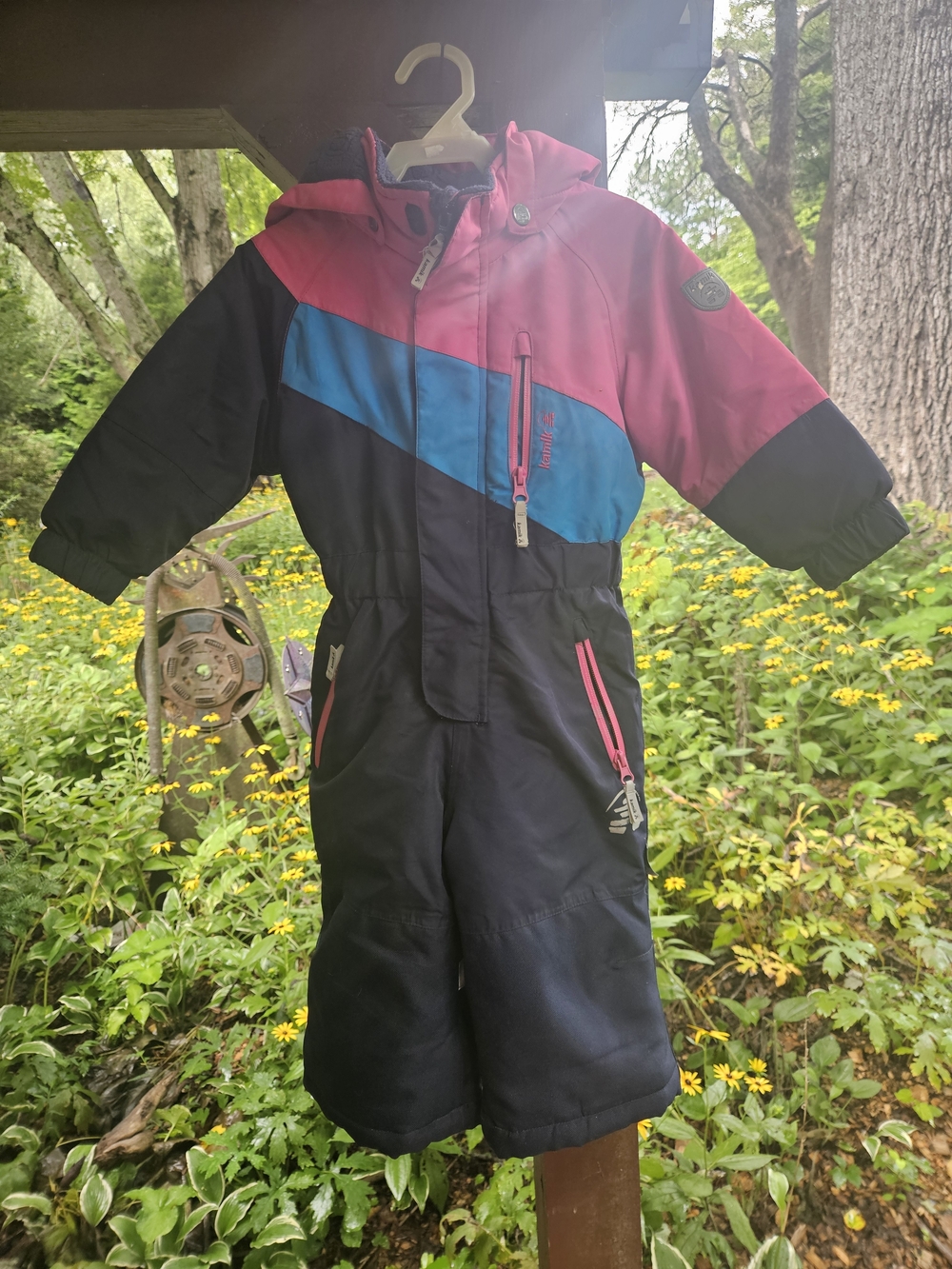 Kamik Colorblock Insulated Kids Snow Bunting - Pink, Blue, Black